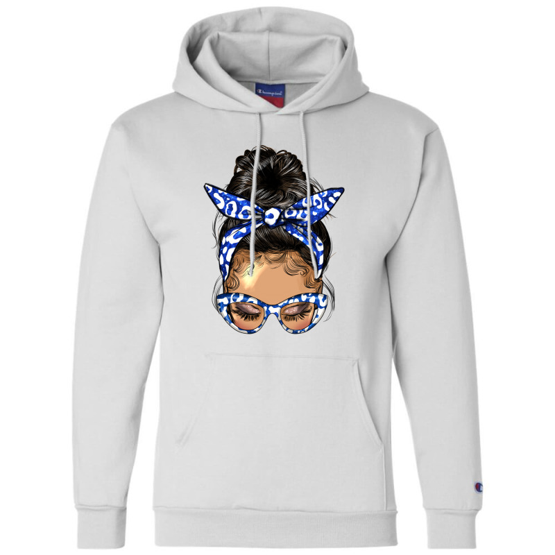 Afro Messy Bun Light Skin Soror Color  Blue And Wh Champion Hoodie | Artistshot