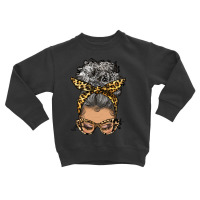 Afro Messy Bun Light Skin Gray Hair Leopard Toddler Sweatshirt | Artistshot