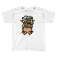 Afro Messy Bun Light Skin Gray Hair Leopard Toddler T-shirt | Artistshot