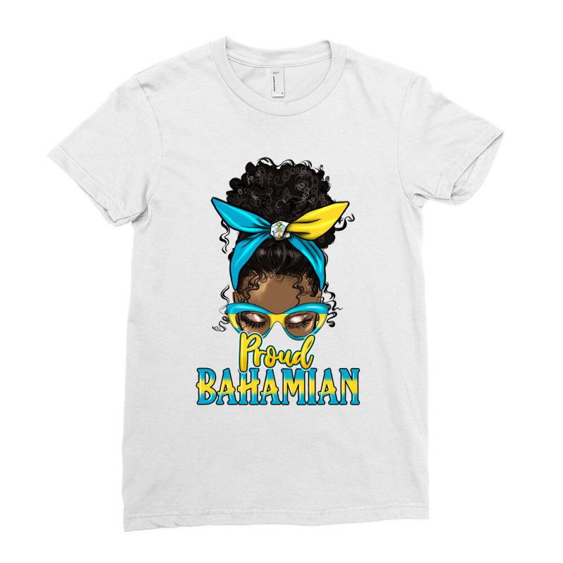 Afro Messy Bun Latina Proud Bahamian Ladies Fitted T-Shirt by HRA Design Shop | Artistshot