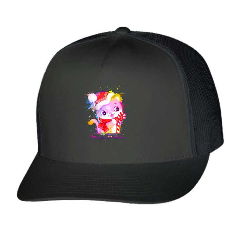 Merry Christmas Cat Trucker Cap | Artistshot