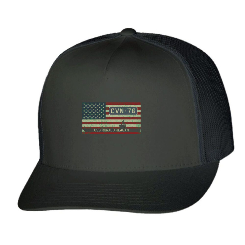 Uss Ronald Reagan Cvn 76 Vintage American Flag Gift Trucker Cap by naeshastores | Artistshot