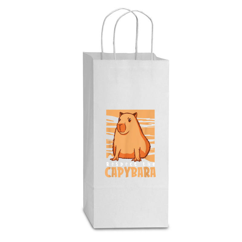 Capybara South American Rodent   Respect The Capybara T Shirt Double wine Paper Bag - 6 1/2 x 3 1/2 x 12 3/8 by lelalucin | Artistshot