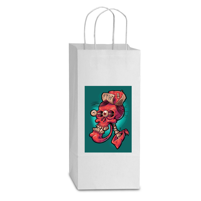 Skullhead Double Wine Paper Bag - 6 1/2 X 3 1/2 X 12 3/8 | Artistshot