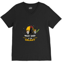 Father Daughter And Son   Best Dad In The Galaxy V-neck Tee | Artistshot