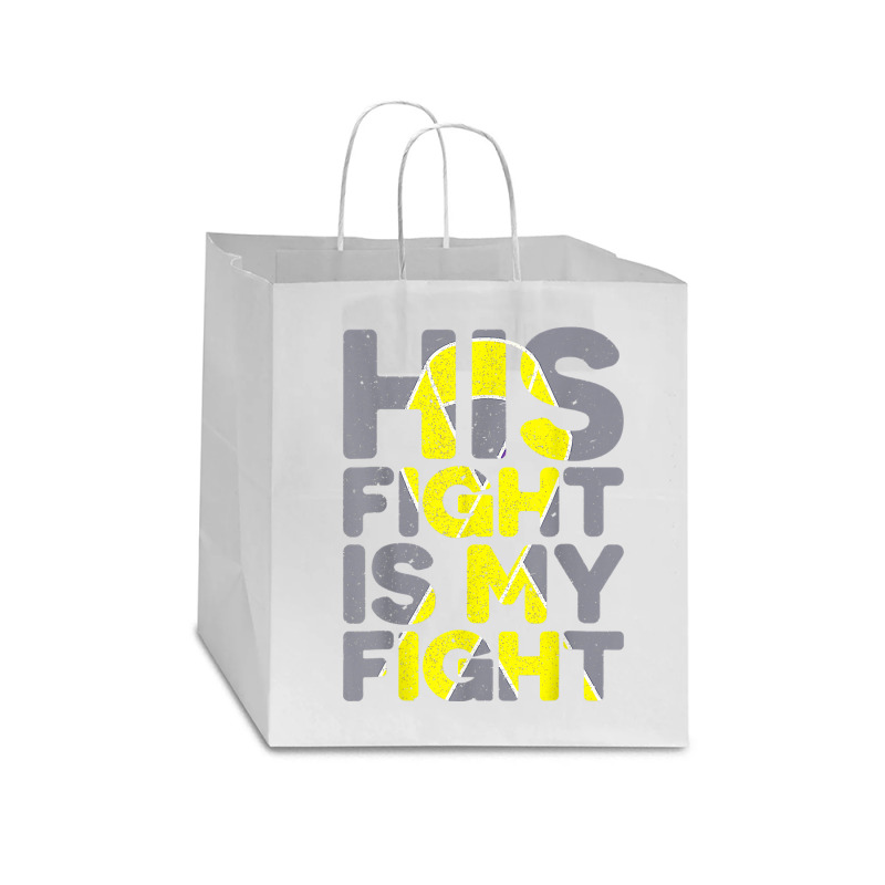 His Fight Is My Fight Childhood Cancer Awareness Tee T Shirt Star Paper Bag - 13 X 7 X 13 | Artistshot