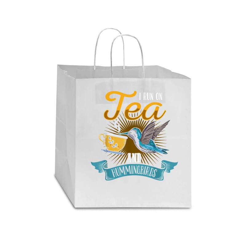 Hummingbird Lover Flowers I Run On Tea And Hummingbirds T Shirt Star Paper Bag - 13 X 7 X 13 | Artistshot