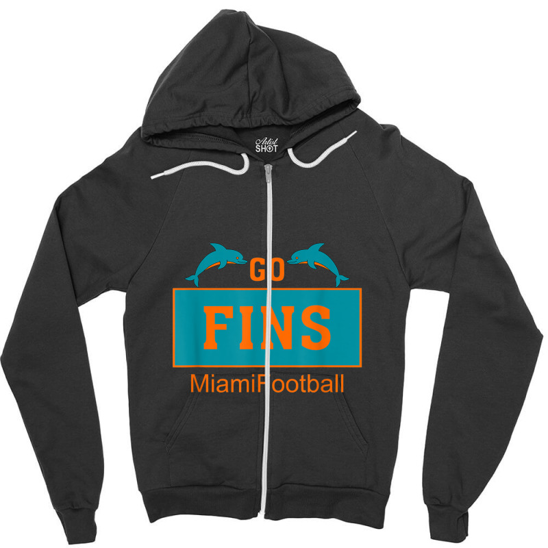 Fins Miami Florida American Football Dolphin Elements Animal Zipper Hoodie | Artistshot