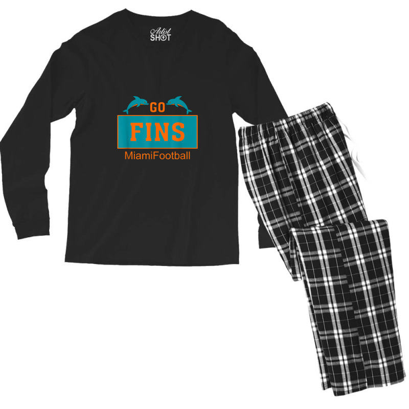 Fins Miami Florida American Football Dolphin Elements Animal Men's Long Sleeve Pajama Set | Artistshot