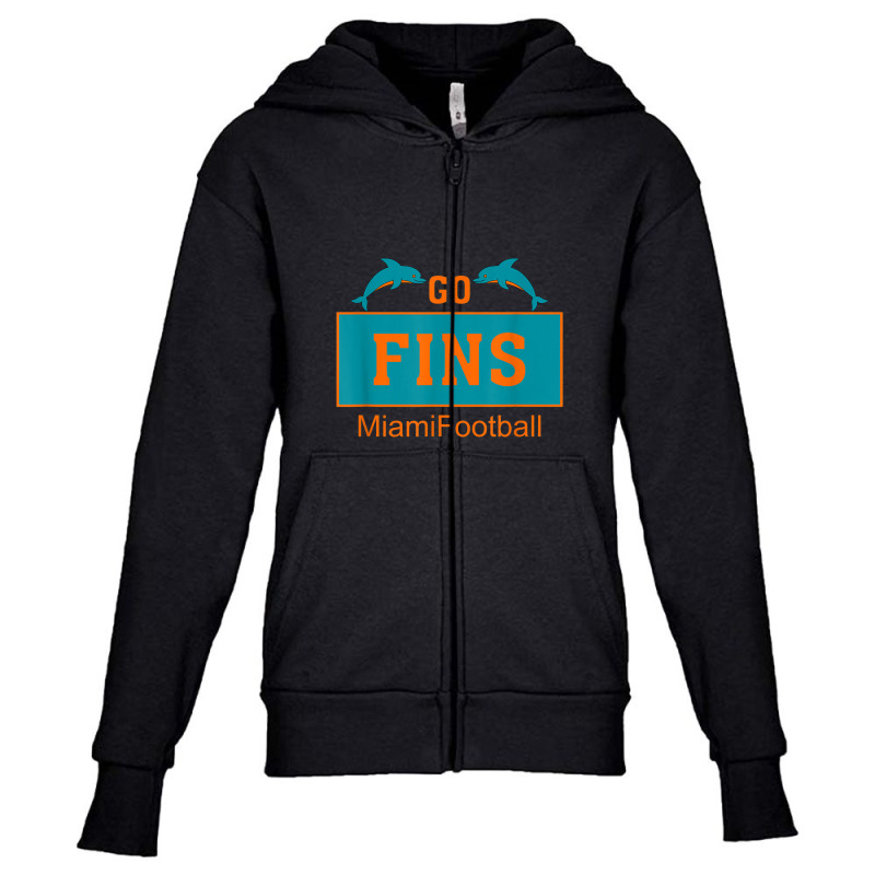 Fins Miami Florida American Football Dolphin Elements Animal Youth Zipper Hoodie | Artistshot