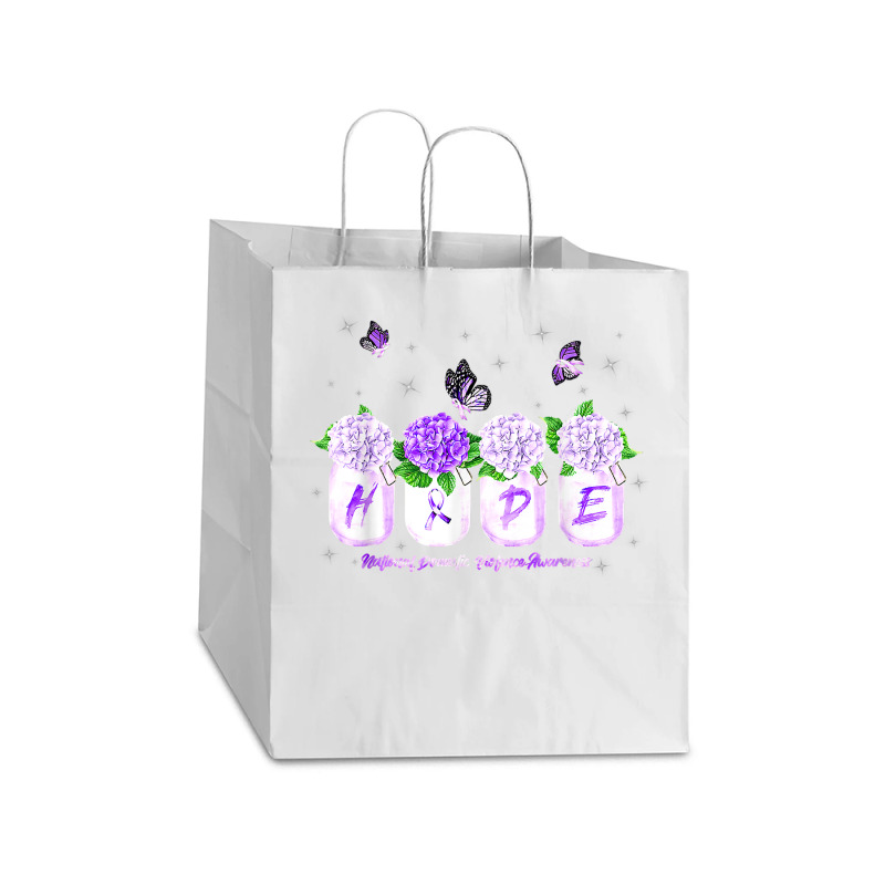 Hope Hydrangea Flower Butterfly Domestic Violence Awareness T Shirt Take Out Paper Bag - 14 X 10 X 15 1/2 | Artistshot