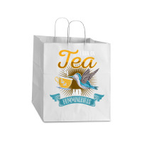 Hummingbird Lover Flowers I Run On Tea And Hummingbirds T Shirt Take Out Paper Bag - 14 X 10 X 15 1/2 | Artistshot