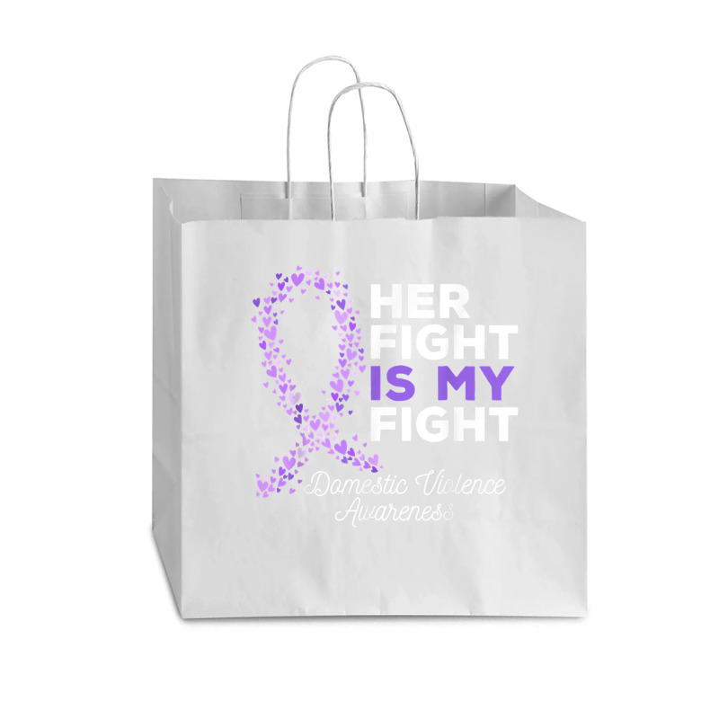 Her Fight Is My Fight   Domestic Violence Awareness Ribbon T Shirt Vogue Paper Bag - 16 X 6 X 12 | Artistshot