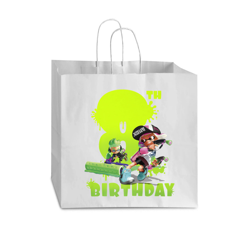 Splatoon Inkling 8th Birthday Green Splatter Portrait Premium T Shirt Vogue Paper Bag - 16 X 6 X 12 | Artistshot