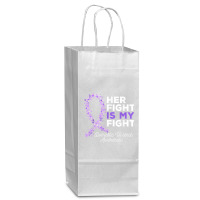 Her Fight Is My Fight   Domestic Violence Awareness Ribbon T Shirt Wine Paper Bag - 5 1/2 X 3 1/4 X 13 | Artistshot