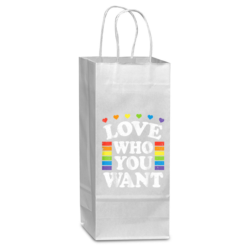 Love Who You Want Rainbow Lgbtq Heart Price Proud Rainbow T Shirt Wine Paper Bag - 5 1/2 X 3 1/4 X 13 | Artistshot