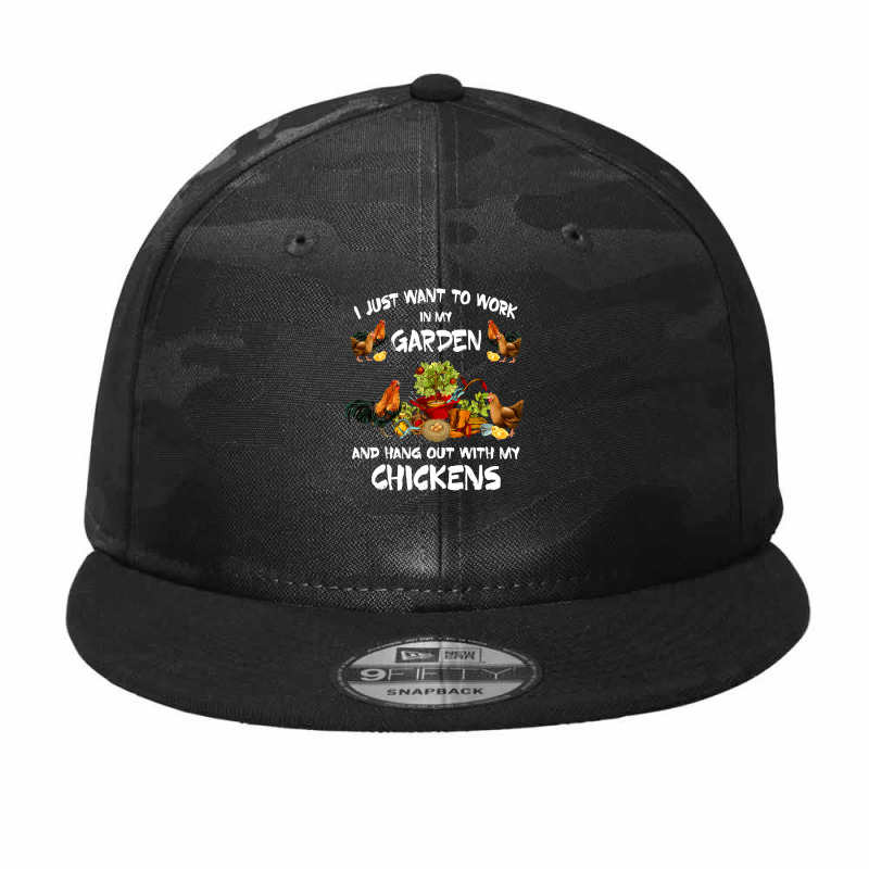 Chicken Cock Womens I Just Want To Work In My Garden And Hang Out Chic Camo Snapback by offensejuggler | Artistshot