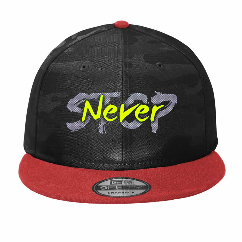 Never Stop Camo Snapback by mbah mujilah | Artistshot