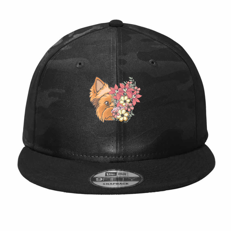 Yorkie T  Shirt Yorkshire Terrier With Flowers T  Shirt Camo Snapback by sadyerippin | Artistshot