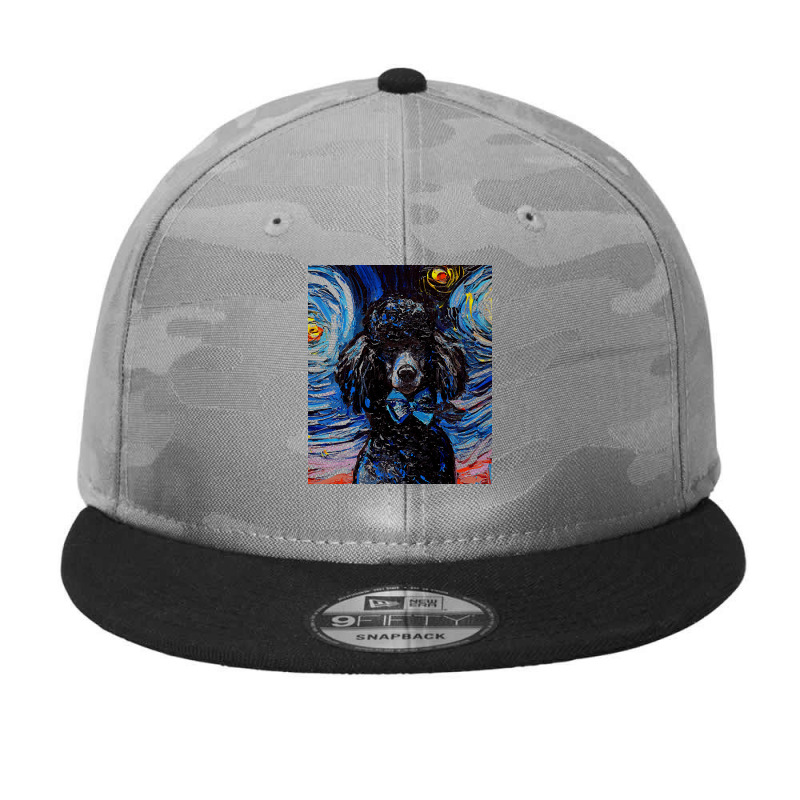 Poodle T  Shirt Standard Black Poodle Night ( Portrait) T  Shirt Camo Snapback by aboehm | Artistshot