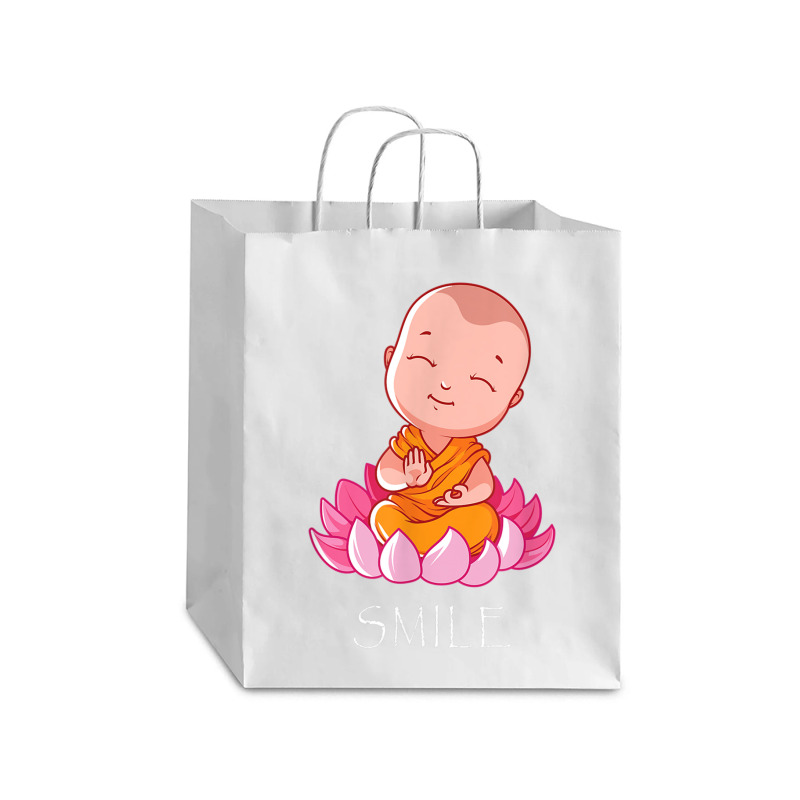 Buddhism Smile Baby Buddha On A Lotus Flower Yoga Debie Paper Bag - 10 X 5 X 13 | Artistshot