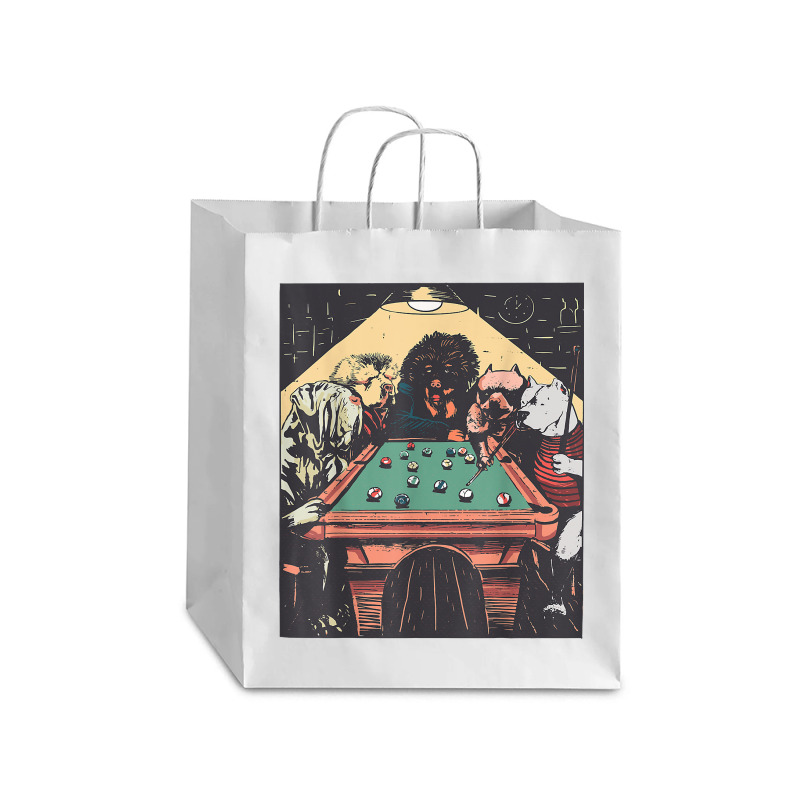 Game Night Time Dogs On Billiards Pool Table Shooting 8 Ball T Shirt Debie Paper Bag - 10 X 5 X 13 | Artistshot