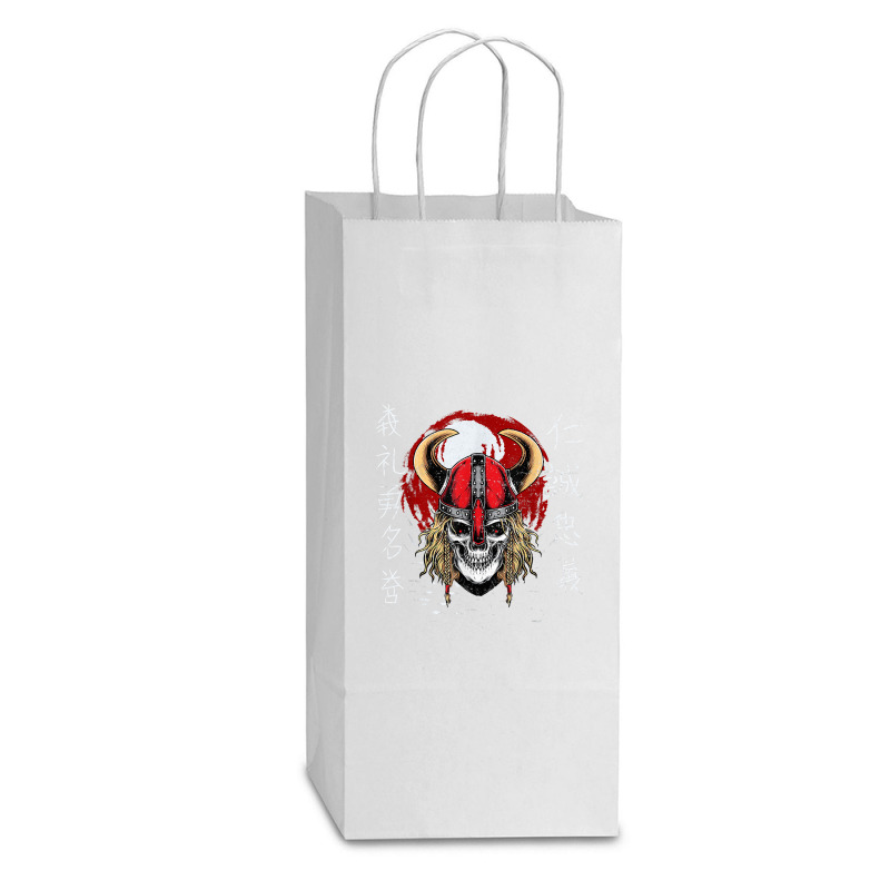 Nordic Mythology Skeleton Head With Viking Helmet T Shirt Double Wine Paper Bag - 6 1/2 X 3 1/2 X 12 3/8 | Artistshot