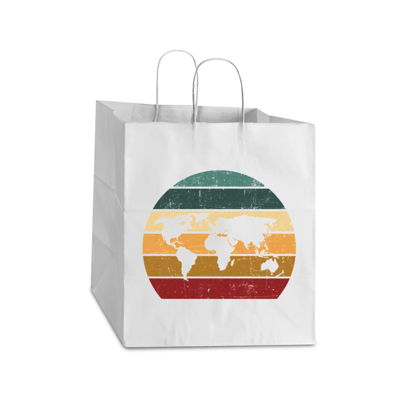 Cartography Retro Map   Geography Geographer Cartographer Take Out Paper Bag - 14 X 10 X 15 1/2 | Artistshot