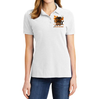 Afro Messy Bun Cheer Coach Life Orange And Black Ladies Polo Shirt | Artistshot