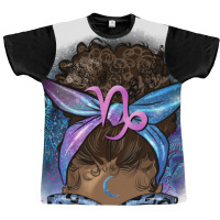 Afro Messy Bun Capricorn Queen Graphic T-shirt | Artistshot