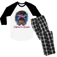 Afro Messy Bun Capricorn Queen Men's 3/4 Sleeve Pajama Set | Artistshot