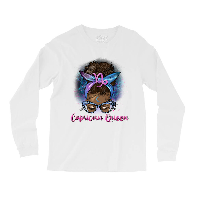 Afro Messy Bun Capricorn Queen Long Sleeve Shirts | Artistshot