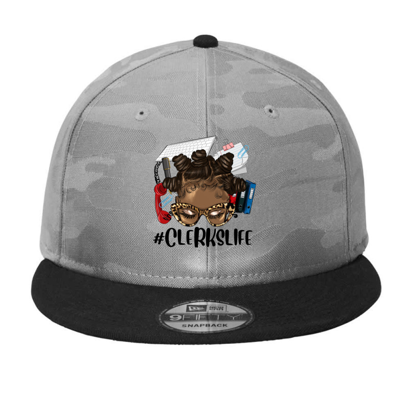 Afro Messy Bun Bantu Knots Hair Clerks Life Camo Snapback by HRA Design Shop | Artistshot