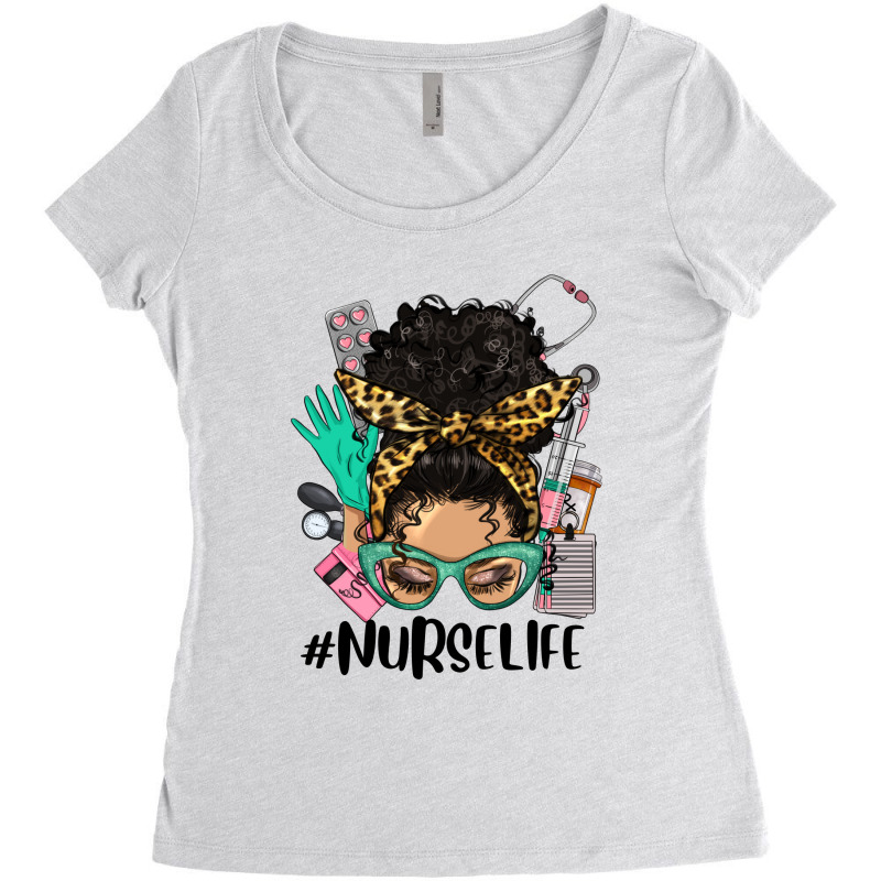 Afro Latina Messy Bun Nurse Life Women's Triblend Scoop T-shirt by HRA Design Shop | Artistshot