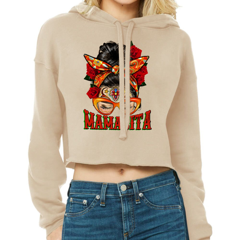 Latina Messy Bun Mamacita Cropped Hoodie by HRA Design Shop | Artistshot