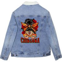 Latina Messy Bun Chingona Unisex Sherpa-lined Denim Jacket | Artistshot