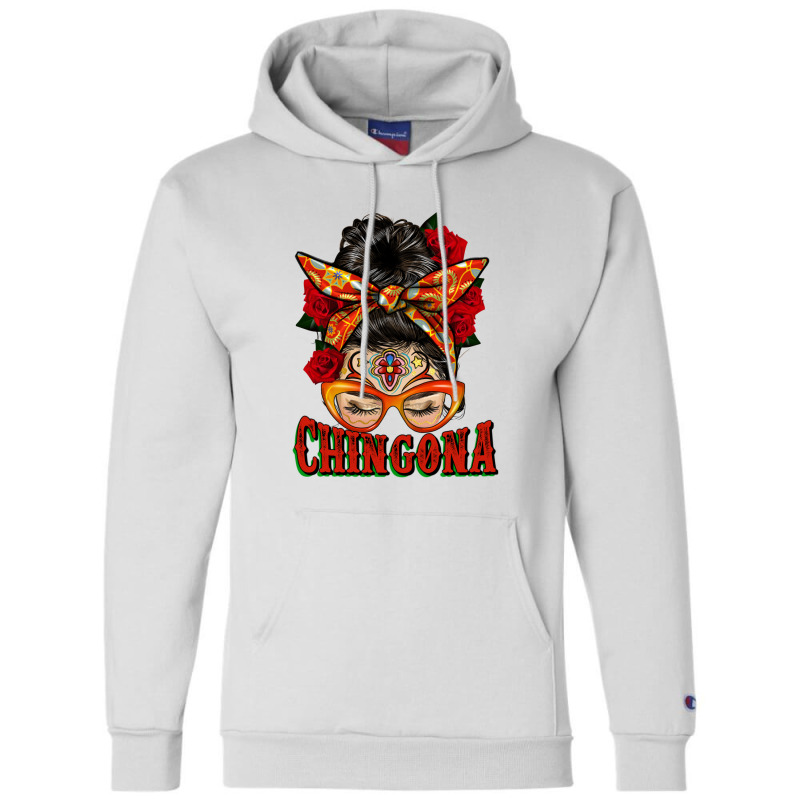 Latina Messy Bun Chingona Champion Hoodie by HRA Design Shop | Artistshot