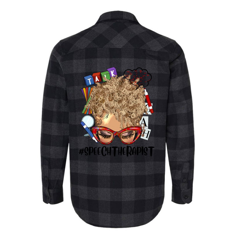 Afro Messy Bun  Hair Light Skin Speech Therap Flannel Shirt | Artistshot