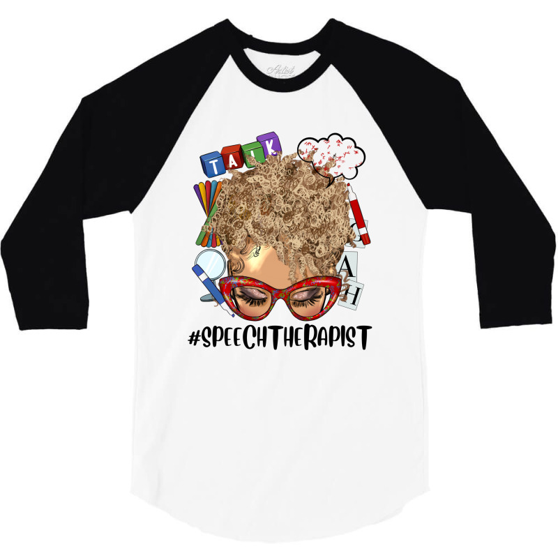 Afro Messy Bun  Hair Light Skin Speech Therap 3/4 Sleeve Shirt | Artistshot