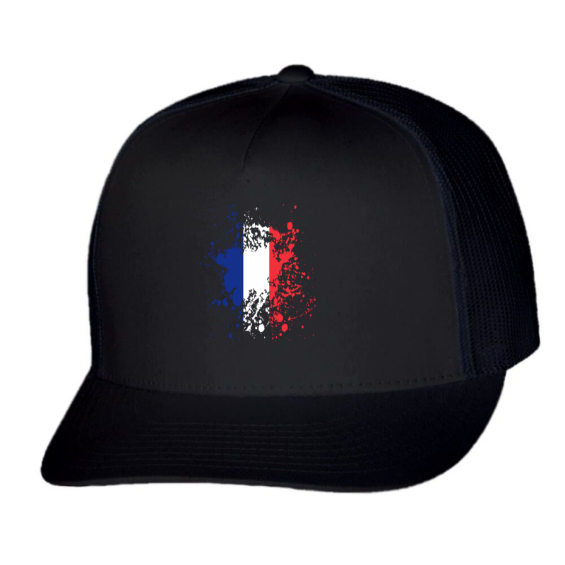 France Ink Spatter Flag Vectors Trucker Cap | Artistshot