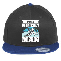 Skiing T  Shirt Skiing I M A Difficult Man Skier Winter Sports T  Shir Flat Bill Snapback Cap | Artistshot