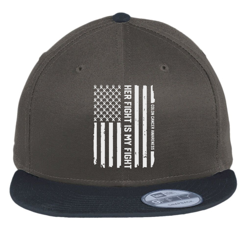 Her Fight American Flag Colorectal Bowel Colon Cancer Awareness Flat Bill Snapback Cap by ton1 | Artistshot