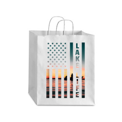 Lake Life Fisherman Sunset American Flag Bass Fishing Boat Tank