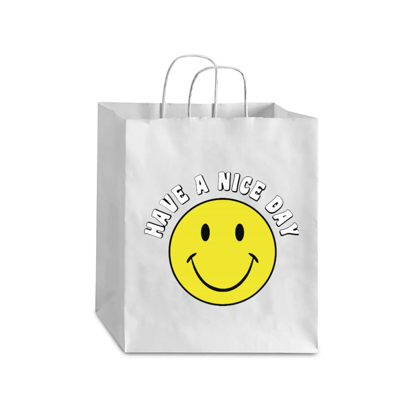 Retro Have A Nice Day Smile Happy Face Debie Paper Bag - 10 X 5 X 13 | Artistshot