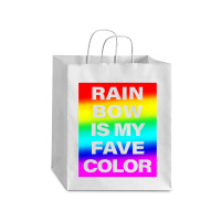 Rainbow Is My Fave Color Graphic Bold Type Tshirt Debie Paper Bag - 10 X 5 X 13 | Artistshot