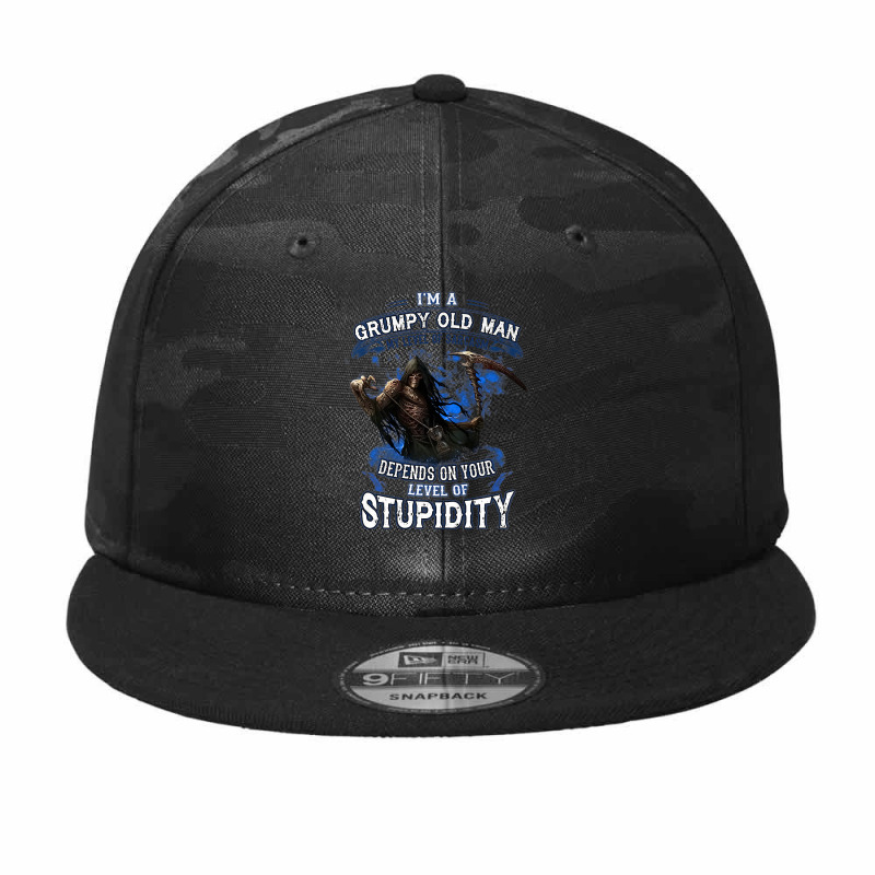 I'm A Grumpy Old Man My Level Of Sarcasm Depends On Your Premium T Shi Camo Snapback by TeaMenShop | Artistshot