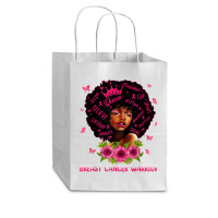 Black Women Black Queen Breast Cancer Warrior Pink Ribbon T Shirt Cub Paper Bag - 8 X 4 1/2 X 10 1/4 | Artistshot