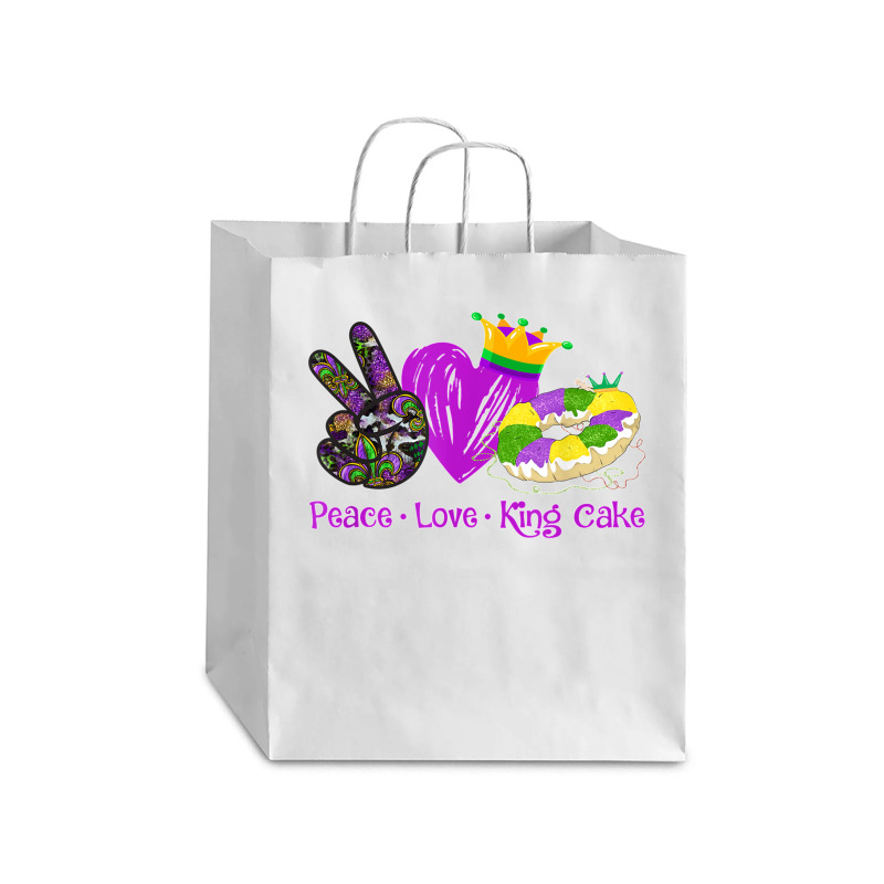 Peace Love King Cake Funny Mardi Gras Party Carnival Gifts T Shirt Debie Paper Bag - 10 X 5 X 13 | Artistshot