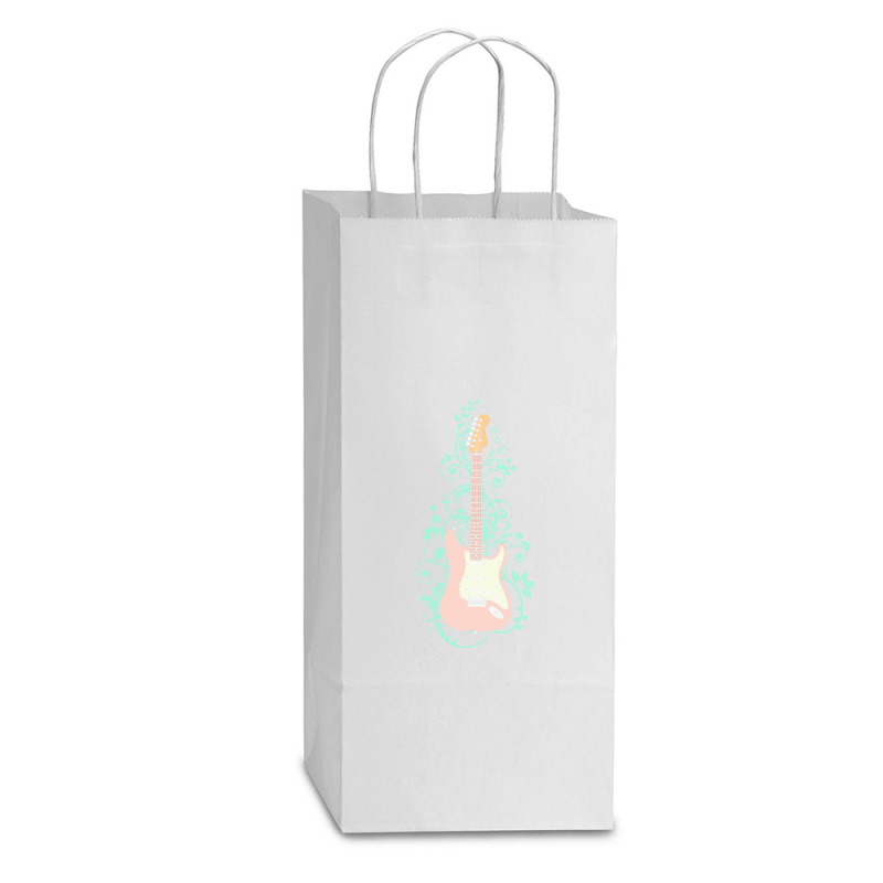 Electric Guitar T  Shirt Pink S  Style Electric Guitar Flowering Vines Double Wine Paper Bag - 6 1/2 X 3 1/2 X 12 3/8 | Artistshot