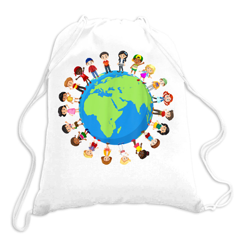 Earth Day Children Around The World Environmentalist T Shirt Drawstring Bags | Artistshot